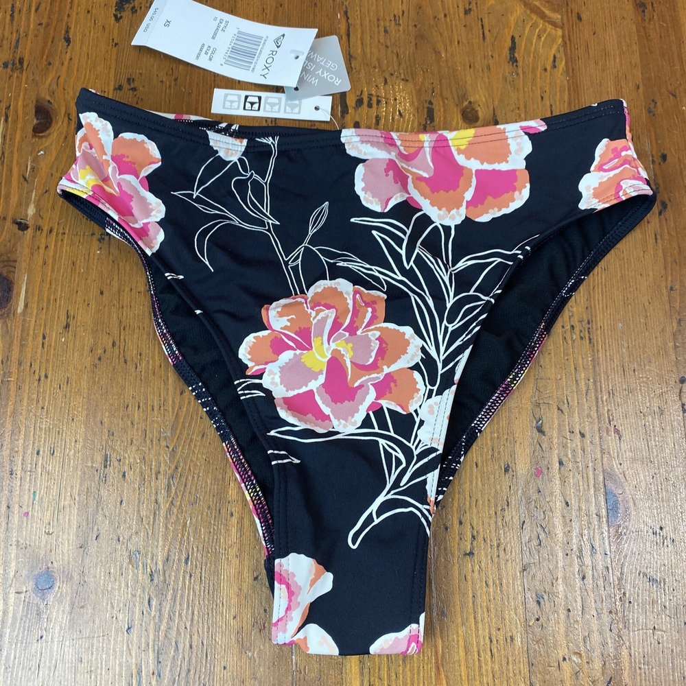 Roxy PT Beach‎ Classics HI LG High Waist XS Bathing Suit Bottoms Floral Flower